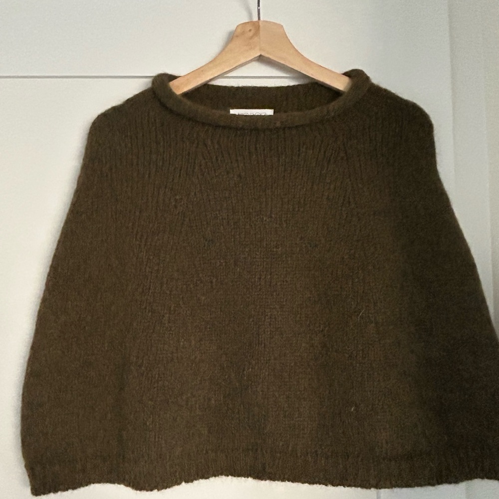 Moss Green Toast Alpaca Poncho